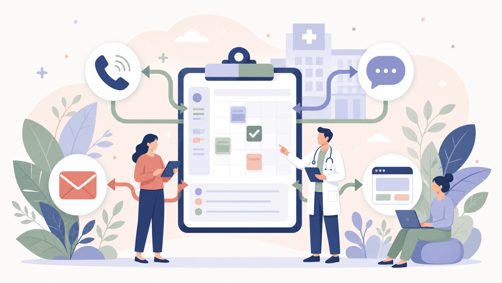 Patient access channels coordinated through one scheduling hub
